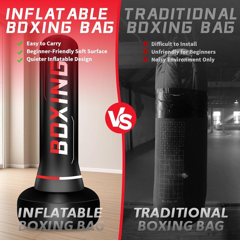 SPOXING Freestanding Punching Bag for Adult Teens, 70" Heavy Punching Bag with Boxing Gloves and Electric Air Pump for Beginners Kickboxing Training MMA Muay Thai Fitness Office Home Gym - Image 5